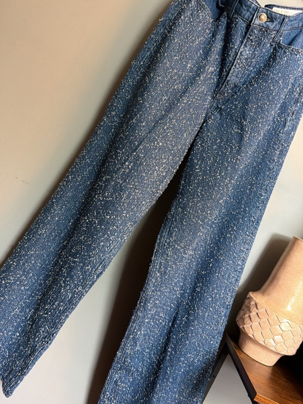 Rag & Bone Logan Bouclé - Tweed Like Wide Leg Jeans Size 28 NWT